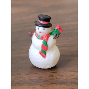 Snowman green red scarf Top Hat toy figure Village accessory